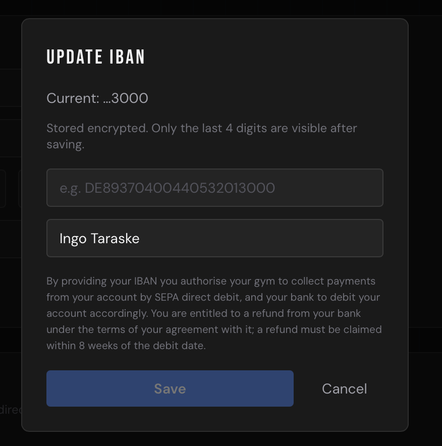 Update IBAN modal with mandate consent text