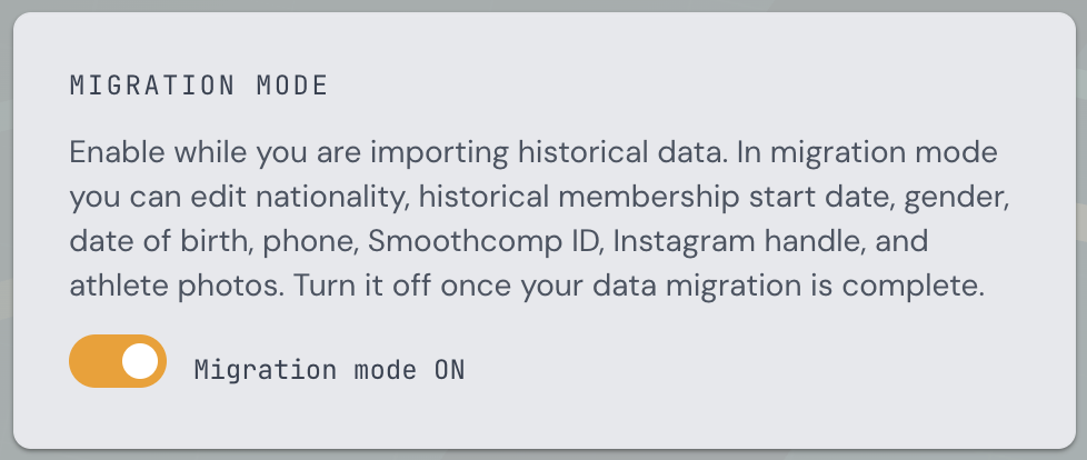 Branch Settings - Migration mode toggle