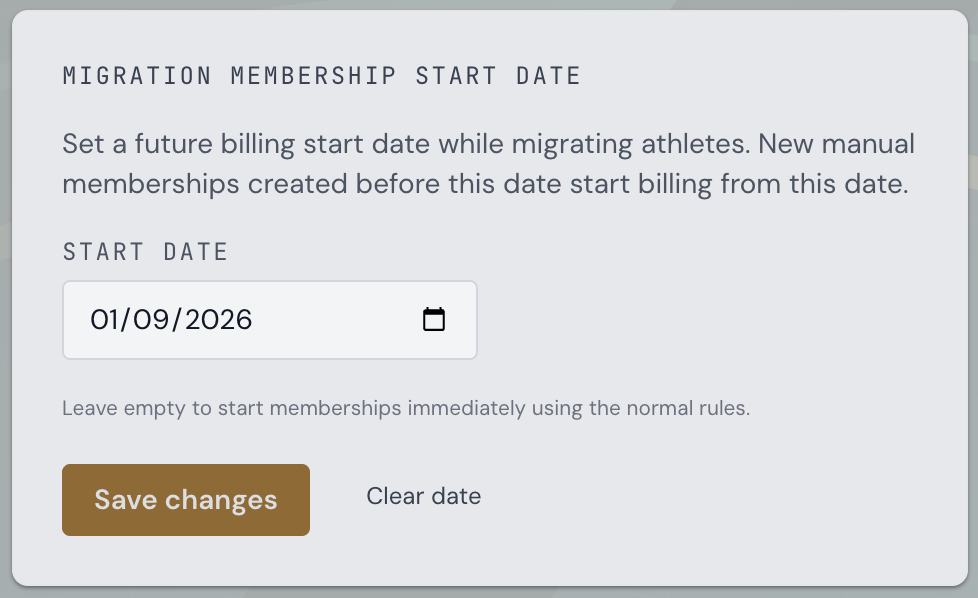 Branch Settings - Migration membership start date