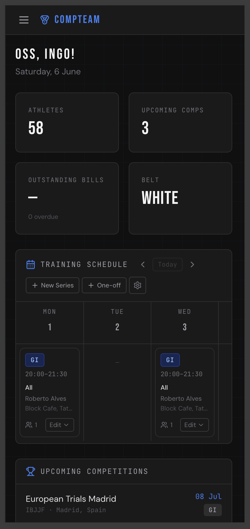 Compteam mobile dashboard